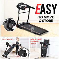 Sparnod Fitness STH-1200 Foldable Motorized Treadmill for Home Use (4 HP Peak) with 12 Pre-set Programs, Hi-Fi Speaker, Safety Key, Maximum User Weight of 110 Kg, جهاز مشي قابل للطي