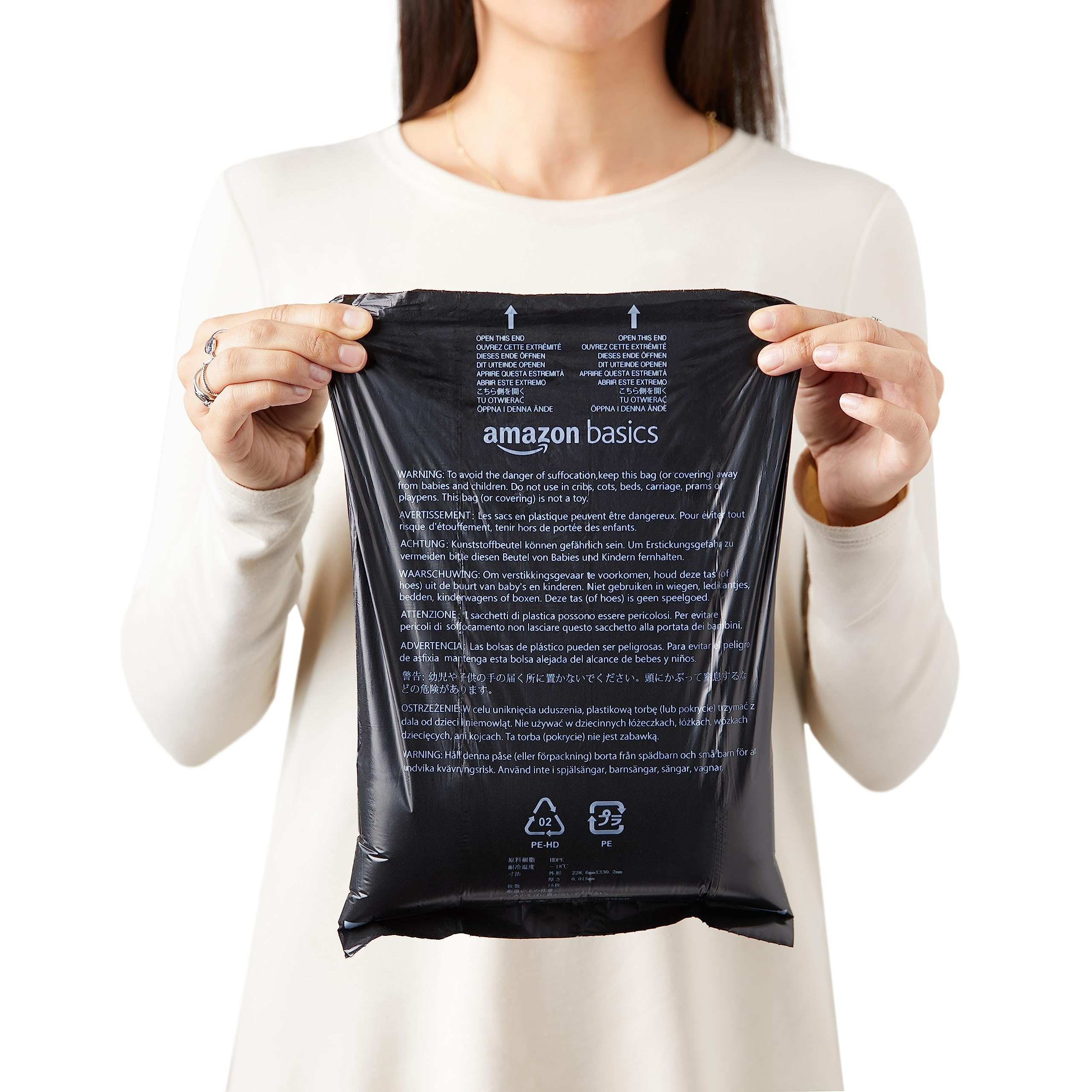 Standard Dog Poop Bags With Dispenser and Leash Clip, Unscented, 300 Count, 20 Pack of 15, Black, 33 x 22.8 centimeters