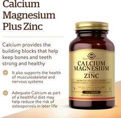 Solgar Calcium Magnesium Plus Zinc Tablets, 100 Count