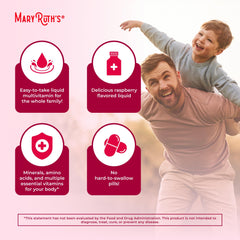 ماري روث أورجانيكس، فيتامينات متعددة سائلة صباحية للنساء والرجال والأطفال | فيتامين ACDE، B6، B12، البيوتين، الزنك | منتجات تجميل | نباتي | غير معدل وراثيًا | خالٍ من الغلوتين | 32 حصة