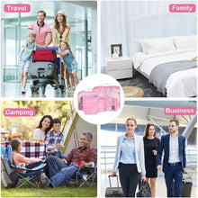 Pink packing cube set for travel, camping, and business organization