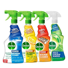 Dettol trigger cleaner bottles bundle, blue, yellow, red, and green 500 ml sprays