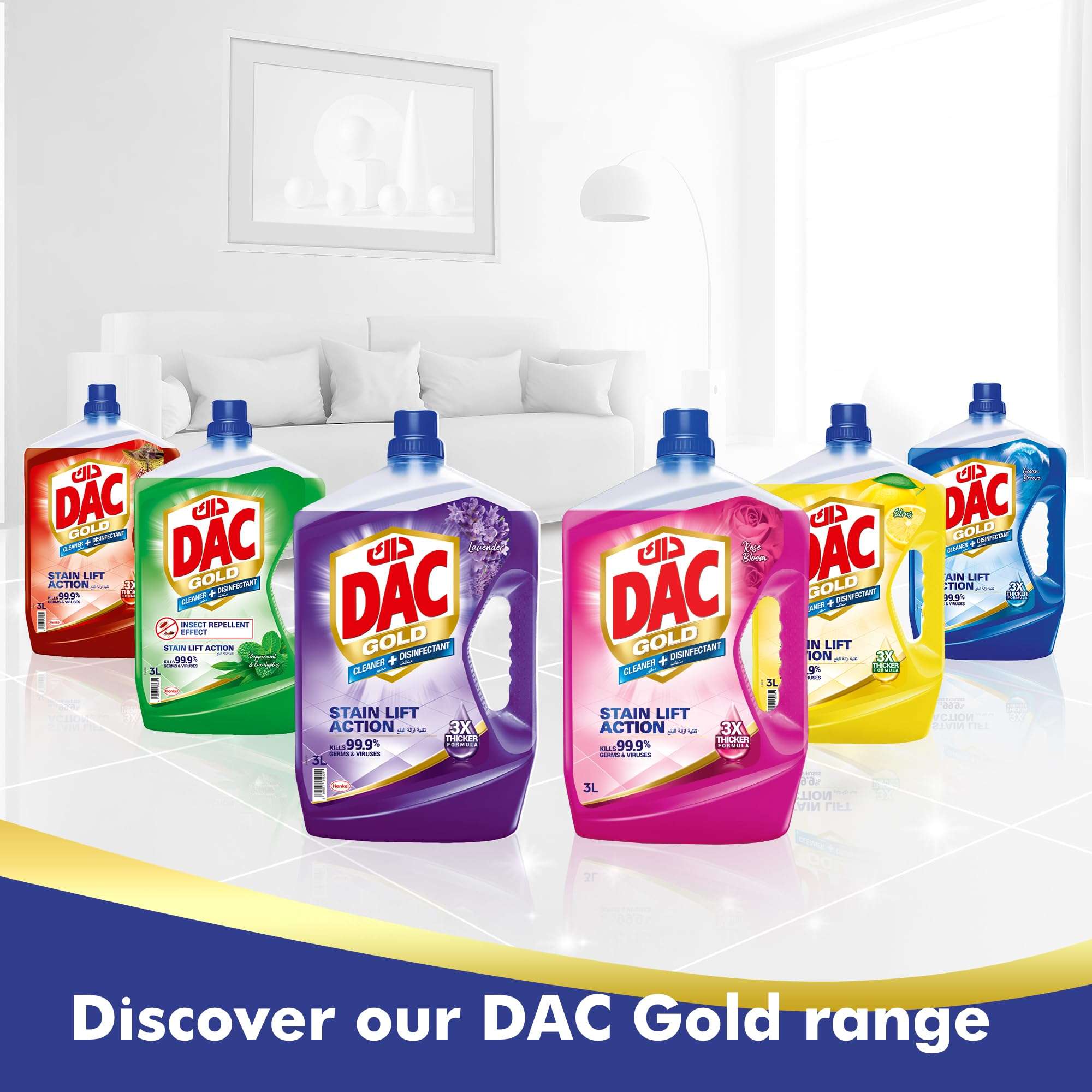 DAC Gold Disinfectant Multi-Purpose Cleaner, Lavender, 3 + 1 L