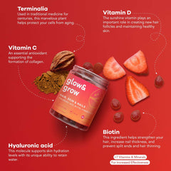 Nutrili Glow & Grow Sugar Free Vitamin Gummies (1 month) | Hair, Skin & Nails | With Hyaluronic acid, Biotin, Vitamin E & C