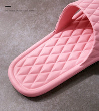 Pink quilted slide shower slipper, open toe and flat sole