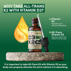 Vitamin D3 K2 5,000 IU Liquid Drops (5,000 IU of D3 and 200mcg of 99.9% All-Trans Patented K2 MK-7 (K2Vital)) Max Absorption Liquid Vitamin D Drops for Kids and Adults (30 Servings) by Double Wood