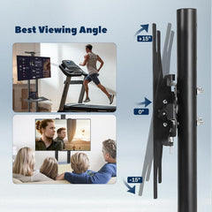 Mobile TV Stand Rolling TV Cart for 32-65 Inch,Height Adjustable Floor TV Stand,Lockable Wheels&Removable Shelf for LCD LED 4K Flat Curved TV,110 lbs,Max VESA 600x400mm,180x76x56cm,Black