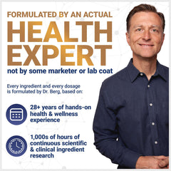 Dr Berg Nutritionals image with Dr Berg and credentials promoting D3 K2 vitamin supplement UAE