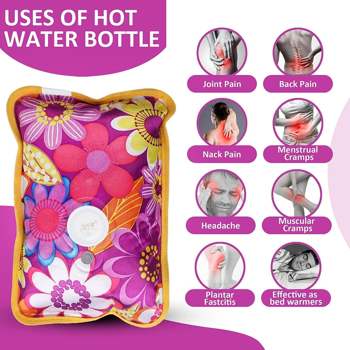 BLACK OLIVE 's Hot Water Bag Electric Heating Pad Hot Bags for Pain Relief Heating Bag Hot Pack Water Bag for Pain Relief Hot Bag Electric Hot Gel Bag for Pain Relief Men & Women with Charging