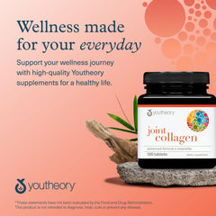 Youtheory Joint Collagen Advanced - Collagen Supplement - Joint Support & Health - Collagen for Bones and Joints for Women & Men - with Boswellia Extract, Turmeric & Quercetin - 120 Tablets