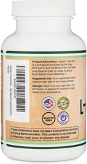Double Wood Supplements Acetyl L Carnitine (150 Capsules, 75 Day Supply) 1,000mg ALCAR for Brain Function Support, Memory, Attention, and Stamina - Made and Tested in The USA