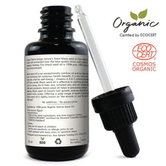Visit the Aroma Tierra Store organic black seed oil for hair growth in glass dropper bottle with ECOCERT label