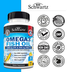 BioSchwartz, Omega 3 Fish Oil, Lemon Flavor, 1200 mg EPA & 900 mg DHA, 90 Softgels