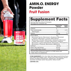 Optimum Nutrition (ON) Amino Energy - Pre Workout With Green Tea, Bcaa, Amino Acids, Keto Friendly, Green Coffee Extract, 0 Grams of Sugar, Anytime Energy Powder - Fruit Fusion, 270 G, 30 Servings