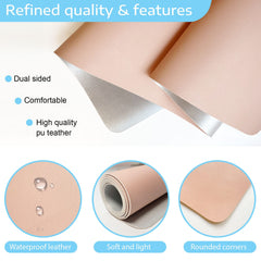 Desk Pad Leather Computer Mouse Pad Office Desk Mat Extended Gaming Mouse Pad, Non-Slip Waterproof Dual-Side Use Desk Mat Protector 80 x 40cm, (Pink/White)