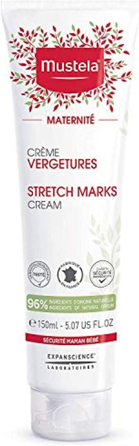 Mustela Maternity Stretch Marks Cream for Pregnancy - Natural Skincare Massage Moisturizer with Natural Avocado, Maracuja & Shea Butter - Lightly Fragranced or Fragrance Free - 150ml