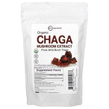 Organic chaga mushroom extract supplement pouch, 10 oz, front label