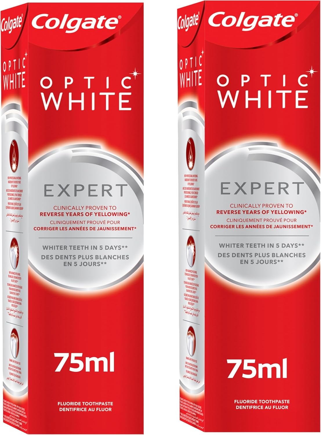 Colgate Optic White Expert Whitening Toothpaste, 2x75ml, 2 Pack