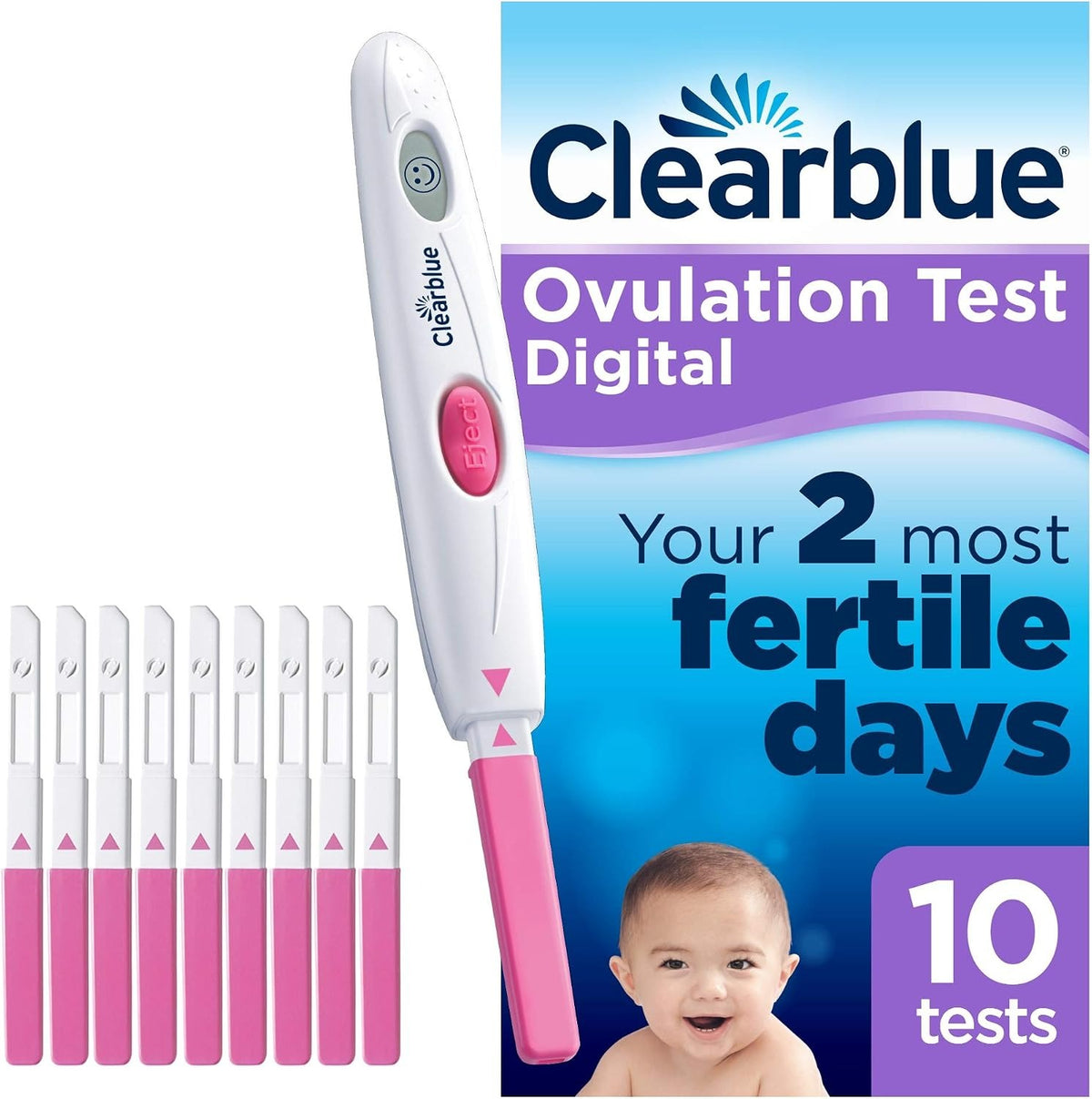 Clearblue Digital Ovulation Test Kit (OPK) - Clearblue, Proven To Help You Get Pregnant, 1 Digital Holder And 10 Tests