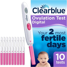 Clearblue digital ovulation test kit with test holder and 10 pink test sticks