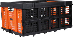 Black+Decker folding utility basket, orange and dark gray, open frame, stable base