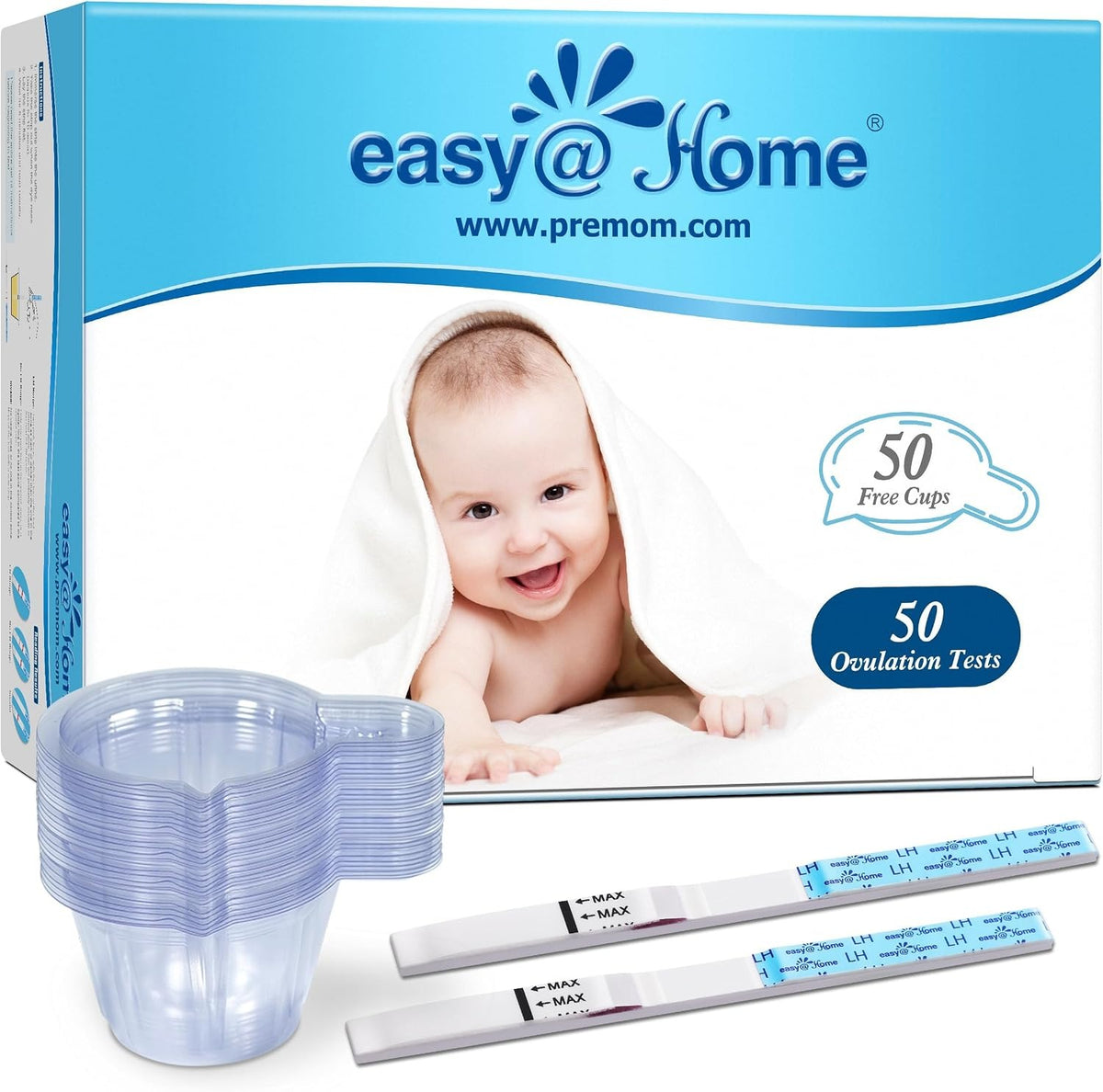 Easy@Home Ovulation Test Predictor Kit : Accurate Fertility Test for Women (Width of 5mm), Fertility Monitor Test Strips, 50 LH Strips