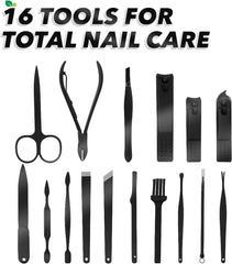 Sky-Touch Nail Clipper Set 16pcs, Manicure Set Stainless Steel Professional Nail Clippers Pedicure Tools For Hand Foot & Face Care Gift For Men Women Friends And Parents
