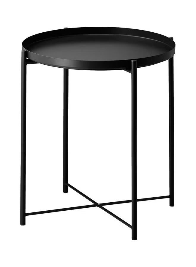 Round Coffee Serving Tray Table Black