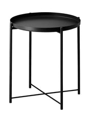Round Coffee Serving Tray Table Black