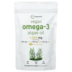 Micro Ingredients, Vegan Omega-3 Algae Oil, Lemon, 240 Vegetarian Capsules