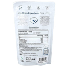 DHA 1000 supplement facts and barcode on back of white foil pouch