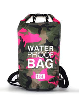 15L Camouflage Rose Red Double-Strap Waterproof Outdoor Sport PVC Bag