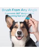 Blue soft silicone pet finger toothbrush with ergonomic grip for gentle dental brushing