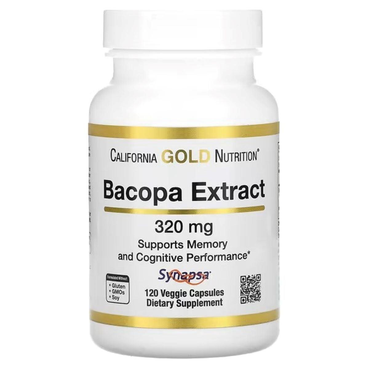 California Gold Nutrition Bacopa Extract 320 mg, 120 Veg Capsules – Herbal Brain