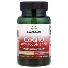 Swanson Vitamins CoQ10 with Tocotrienols – 60 Softgels | Coenzyme Q10 Supplement for Heart Health, Cellular Energy & Antioxidant Support