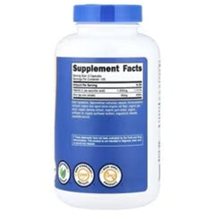 Vitamin C with zinc supplement bottle, back label and Supplement Facts panel