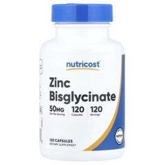 Nutricost Zinc Bisglycinate 50 mg | High-Absorption Zinc Chelate Supplement | Immune, Skin & Antioxidant Support | 120 Capsules