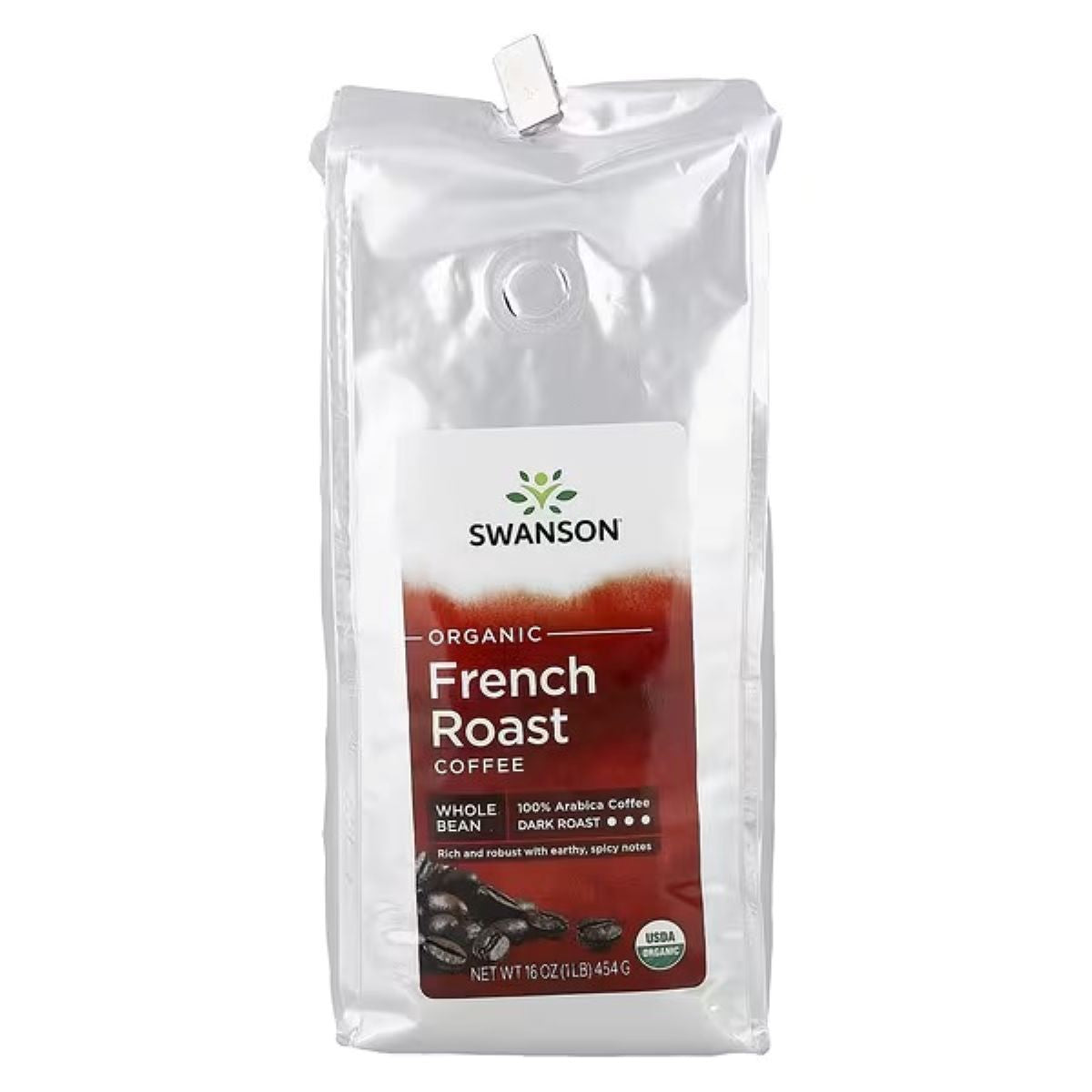 Swanson Vitamins Organic French Roast Coffee, Whole Bean, Dark Roast, 16 oz (454 g)