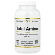 California Gold Nutrition amino supplement bottle, white with gold label front