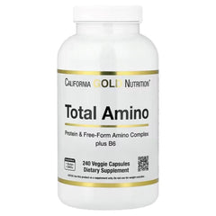 California Gold Nutrition Total Amino with Vitamin B-6 & 20 Amino Acid Blend – 240 Veggie Capsules