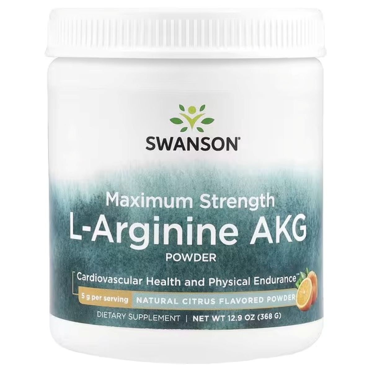 Swanson Vitamins Maximum Strength L-Arginine AKG Powder, Natural Citrus, 12.9 oz (368 g)