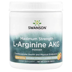 Swanson Vitamins Maximum Strength L-Arginine AKG Powder, Natural Citrus, 12.9 oz (368 g)