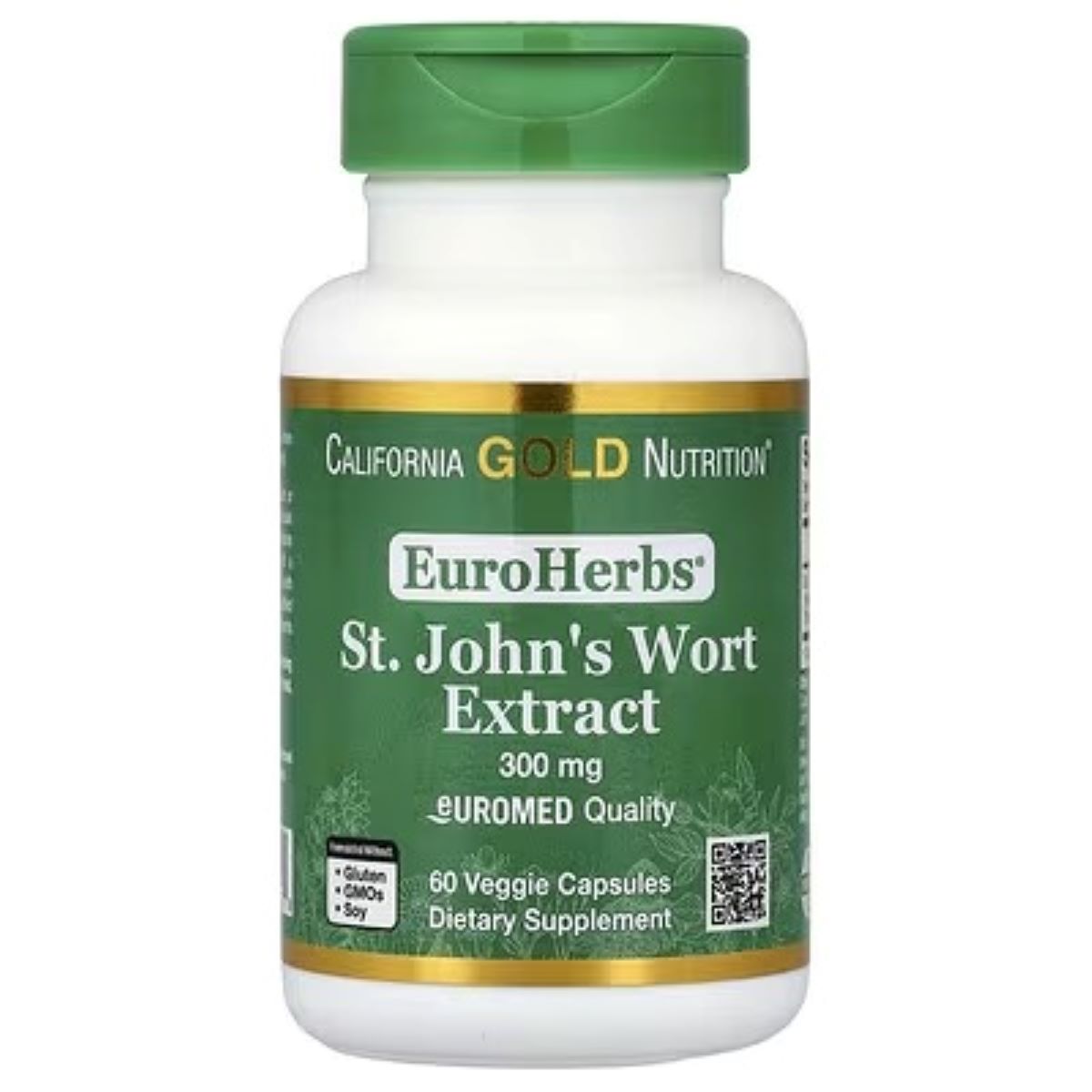 California Gold Nutrition EuroHerbs™ St. John’s Wort Extract (Euromed Quality) 300 mg – 60 Veggie Capsules | Mood & Emotional Balance Support