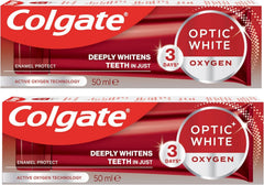 Colgate Toothpaste Optic White Oxygen, Teeth Whitening Toothpaste, Whiter Teeth in Just 3 Days, 2x50 ml, 2 pack