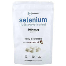 Selenium 200 mcg softgels supplement pouch with coconut oil, 500 count