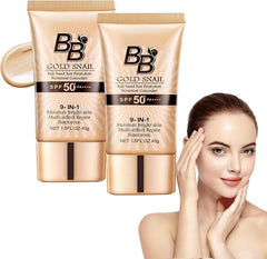 PINKE 2 Pack BB Cream Light, SPF50+ Gold Snail Sunscreen, BB Cream Tinted Moisturizer with SPF, Tinted Moisturizer Face Women Hydrating Moisturizing, for All Skin Types Evens Skin Tone (01#Natural)