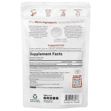 Liposomal vitamin C lemonade packets pouch back with Supplement Facts label and QR code