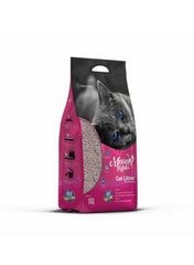 Pink bentonite cat litter bag with cat face graphic and 25L/20kg capacity