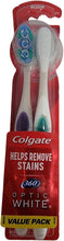 Colgate 360 Optic White toothbrush value pack with two medium bristle heads in red and white
