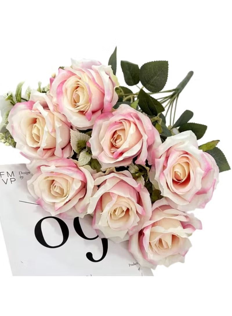 Huitich Artificial Flower Decor Light Pink Roses Bouquet